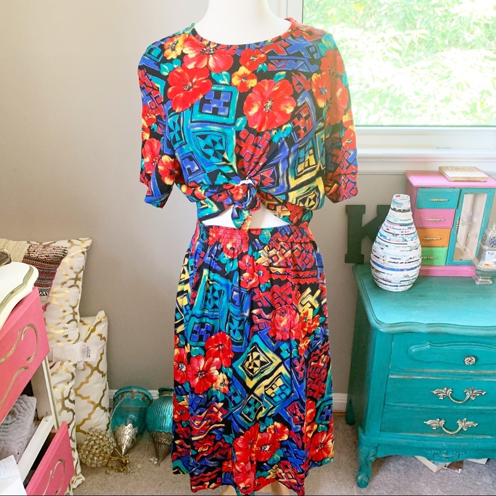 Made in the U.S.A Vintage Tropical Skirt Set